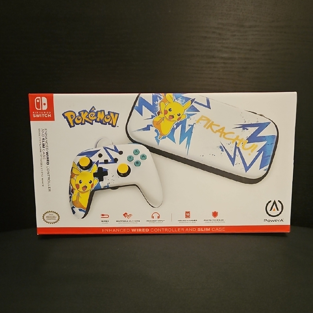 PowerA Enhanced Wired Controller and Slim Case for Nintendo Switch — Pikachu